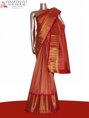 Pure Handloom Jungle Zari Wedding Kanjeevaram Silk Saree